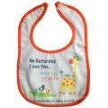 Promotional Cotton Terry Cartoon Print Velcro Waterproof White Custom Baby Bib